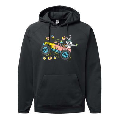 Dabbing Easter Bunny Happy Easter Monster Truck Lovers Performance Fleece Hoodie