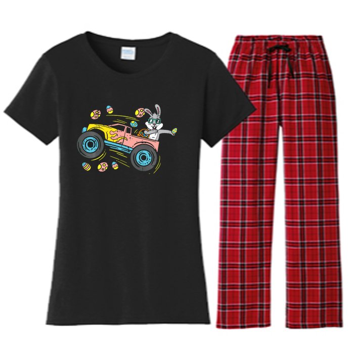 Dabbing Easter Bunny Happy Easter Monster Truck Lovers Women's Flannel Pajama Set