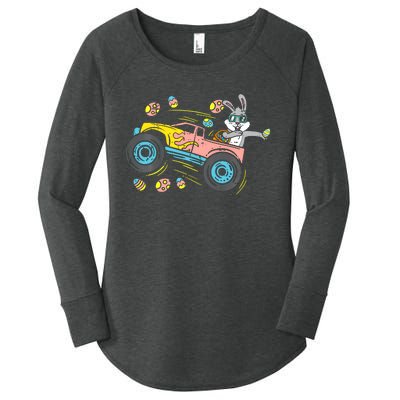 Dabbing Easter Bunny Happy Easter Monster Truck Lovers Women's Perfect Tri Tunic Long Sleeve Shirt