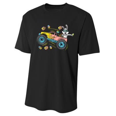 Dabbing Easter Bunny Happy Easter Monster Truck Lovers Performance Sprint T-Shirt