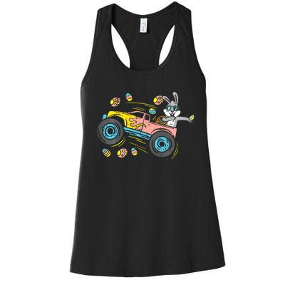 Dabbing Easter Bunny Happy Easter Monster Truck Lovers Women's Racerback Tank