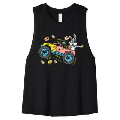 Dabbing Easter Bunny Happy Easter Monster Truck Lovers Women's Racerback Cropped Tank