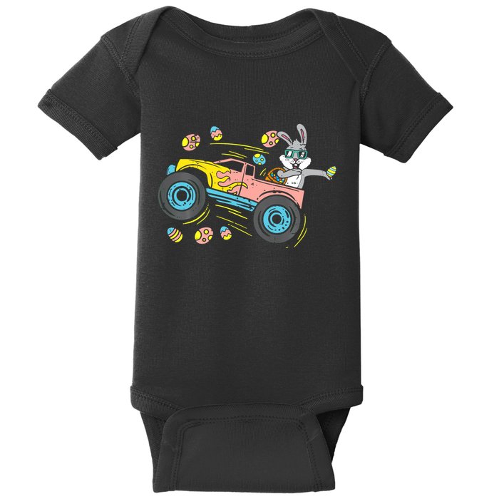 Dabbing Easter Bunny Happy Easter Monster Truck Lovers Baby Bodysuit