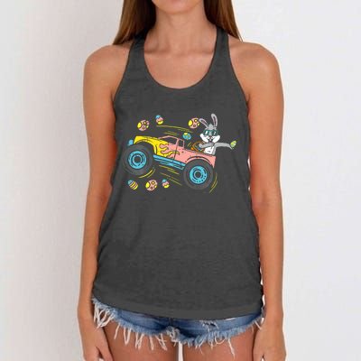 Dabbing Easter Bunny Happy Easter Monster Truck Lovers Women's Knotted Racerback Tank