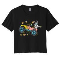 Dabbing Easter Bunny Happy Easter Monster Truck Lovers Women's Crop Top Tee