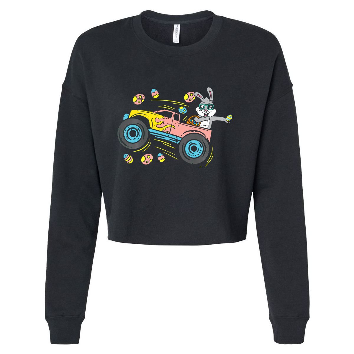 Dabbing Easter Bunny Happy Easter Monster Truck Lovers Cropped Pullover Crew