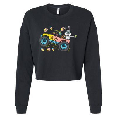 Dabbing Easter Bunny Happy Easter Monster Truck Lovers Cropped Pullover Crew