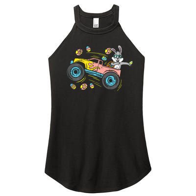 Dabbing Easter Bunny Happy Easter Monster Truck Lovers Women's Perfect Tri Rocker Tank