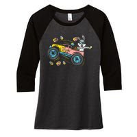 Dabbing Easter Bunny Happy Easter Monster Truck Lovers Women's Tri-Blend 3/4-Sleeve Raglan Shirt