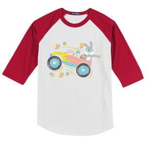 Dabbing Easter Bunny Happy Easter Monster Truck Lovers Kids Colorblock Raglan Jersey