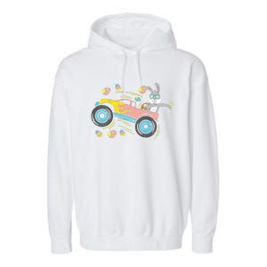 Dabbing Easter Bunny Happy Easter Monster Truck Lovers Garment-Dyed Fleece Hoodie