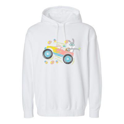 Dabbing Easter Bunny Happy Easter Monster Truck Lovers Garment-Dyed Fleece Hoodie