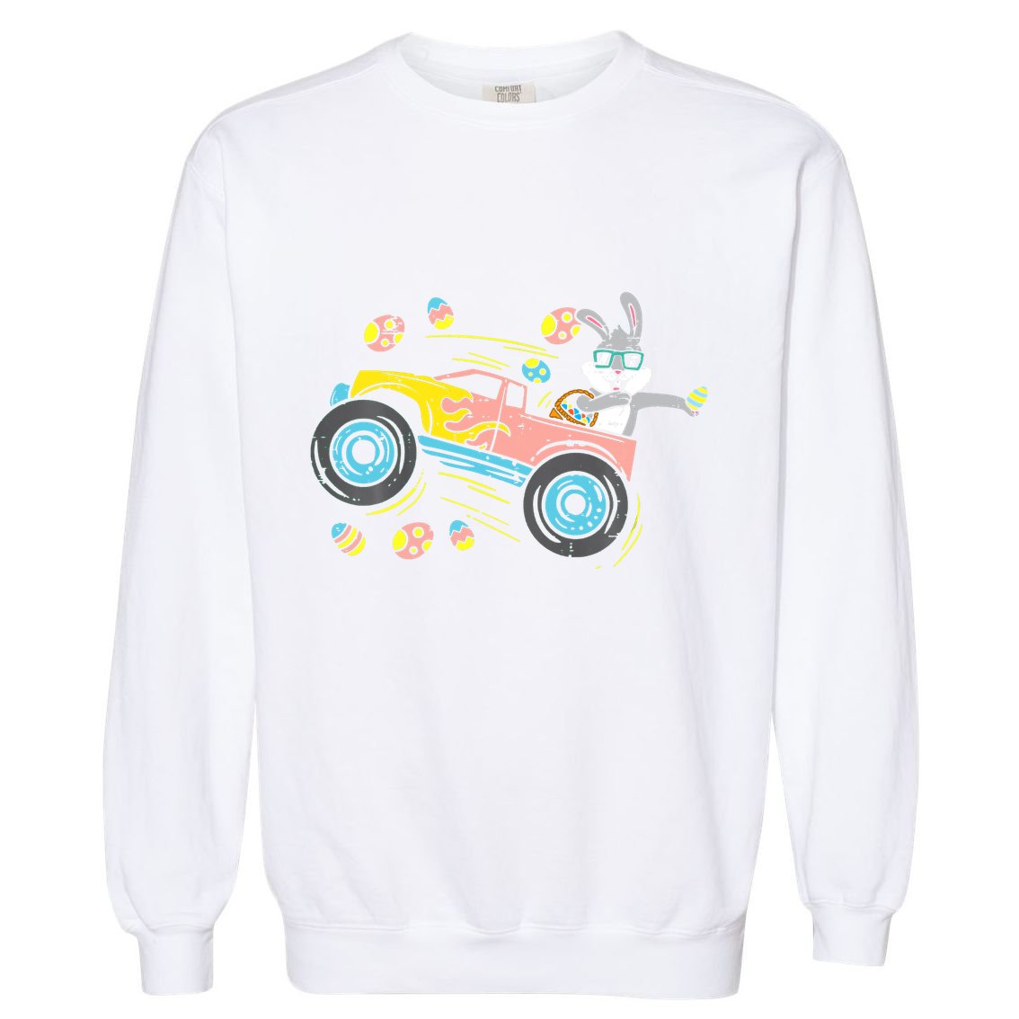 Dabbing Easter Bunny Happy Easter Monster Truck Lovers Garment-Dyed Sweatshirt