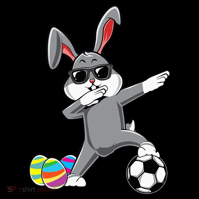 Dabbing Easter Bunny Rabbit Dab Soccer Player Stripe Pom Pom Beanie