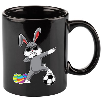Dabbing Easter Bunny Rabbit Dab Soccer Player 11oz C Handle Ceramic Mug