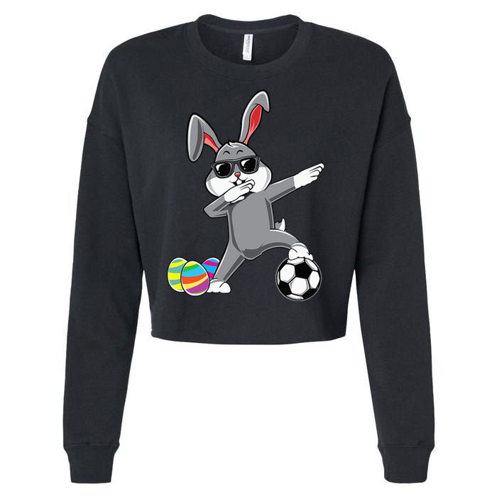 Dabbing Easter Bunny Rabbit Dab Soccer Player Cropped Pullover Crew