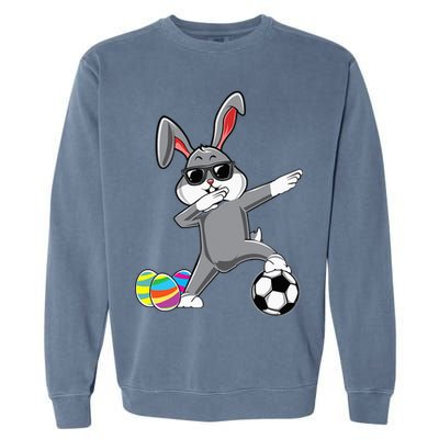 Dabbing Easter Bunny Rabbit Dab Soccer Player Garment-Dyed Sweatshirt
