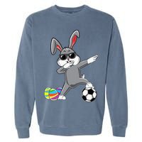 Dabbing Easter Bunny Rabbit Dab Soccer Player Garment-Dyed Sweatshirt