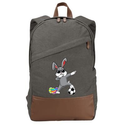 Dabbing Easter Bunny Rabbit Dab Soccer Player Cotton Canvas Backpack