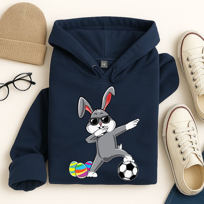 Dabbing Easter Bunny Rabbit Dab Soccer Player Hoodie
