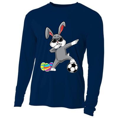 Dabbing Easter Bunny Rabbit Dab Soccer Player Cooling Performance Long Sleeve Crew
