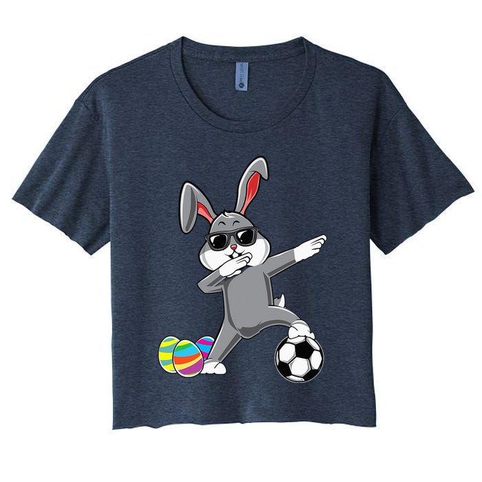 Dabbing Easter Bunny Rabbit Dab Soccer Player Crop Top