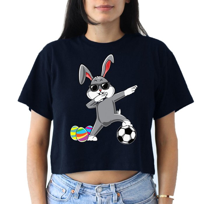 Dabbing Easter Bunny Rabbit Dab Soccer Player Crop Top
