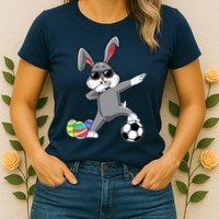 Dabbing Easter Bunny Rabbit Dab Soccer Player Womens T-Shirt
