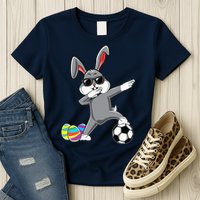 Dabbing Easter Bunny Rabbit Dab Soccer Player Womens T-Shirt