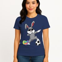 Dabbing Easter Bunny Rabbit Dab Soccer Player Womens T-Shirt