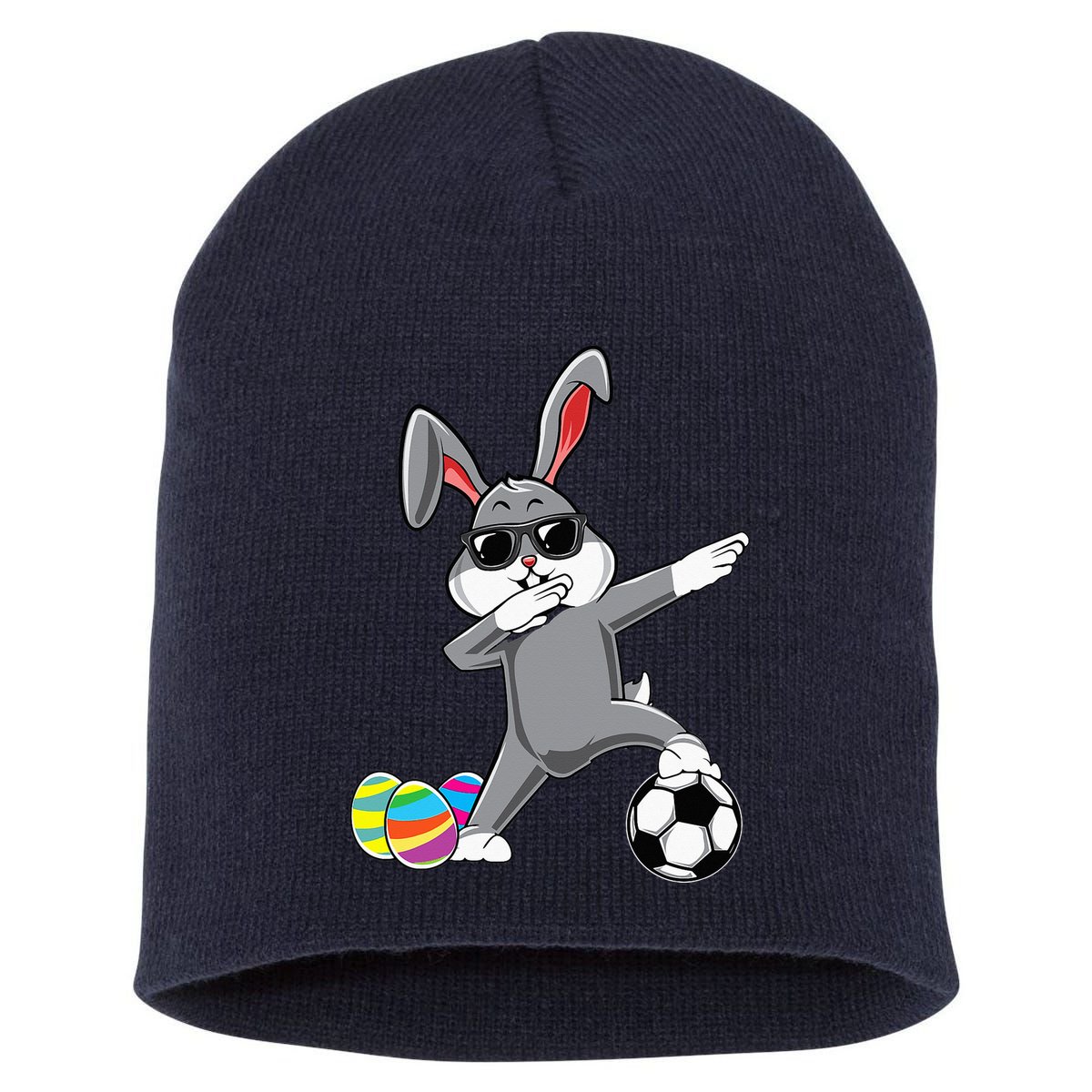Dabbing Easter Bunny Rabbit Dab Soccer Player Short Acrylic Beanie