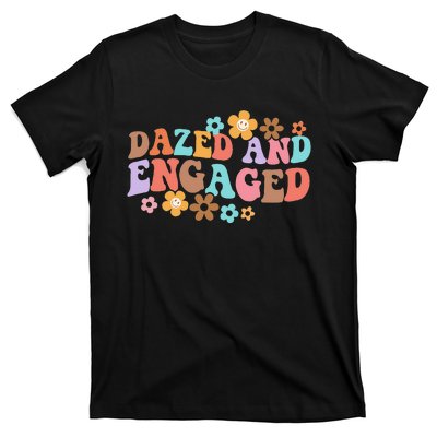 Dazed & Engaged Bride To Be Groovy Retro Bachelorette Party T-Shirt