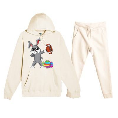 Dabbing Easter Bunny Rabbit Dab Football Player Eggs Cute Premium Hooded Sweatsuit Set