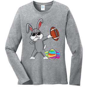 Dabbing Easter Bunny Rabbit Dab Football Player Eggs Cute Ladies Long Sleeve Shirt