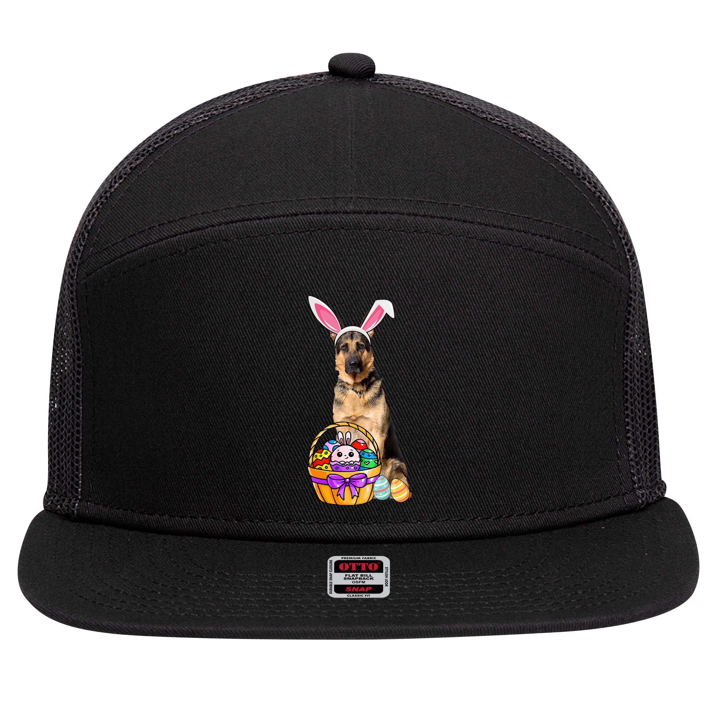 Dog Easter Bunny Cute 7 Panel Mesh Trucker Snapback Hat
