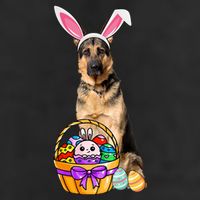Dog Easter Bunny Cute 7 Panel Mesh Trucker Snapback Hat