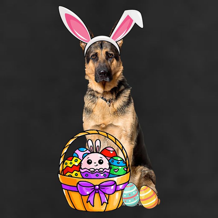 Dog Easter Bunny Cute 7 Panel Mesh Trucker Snapback Hat