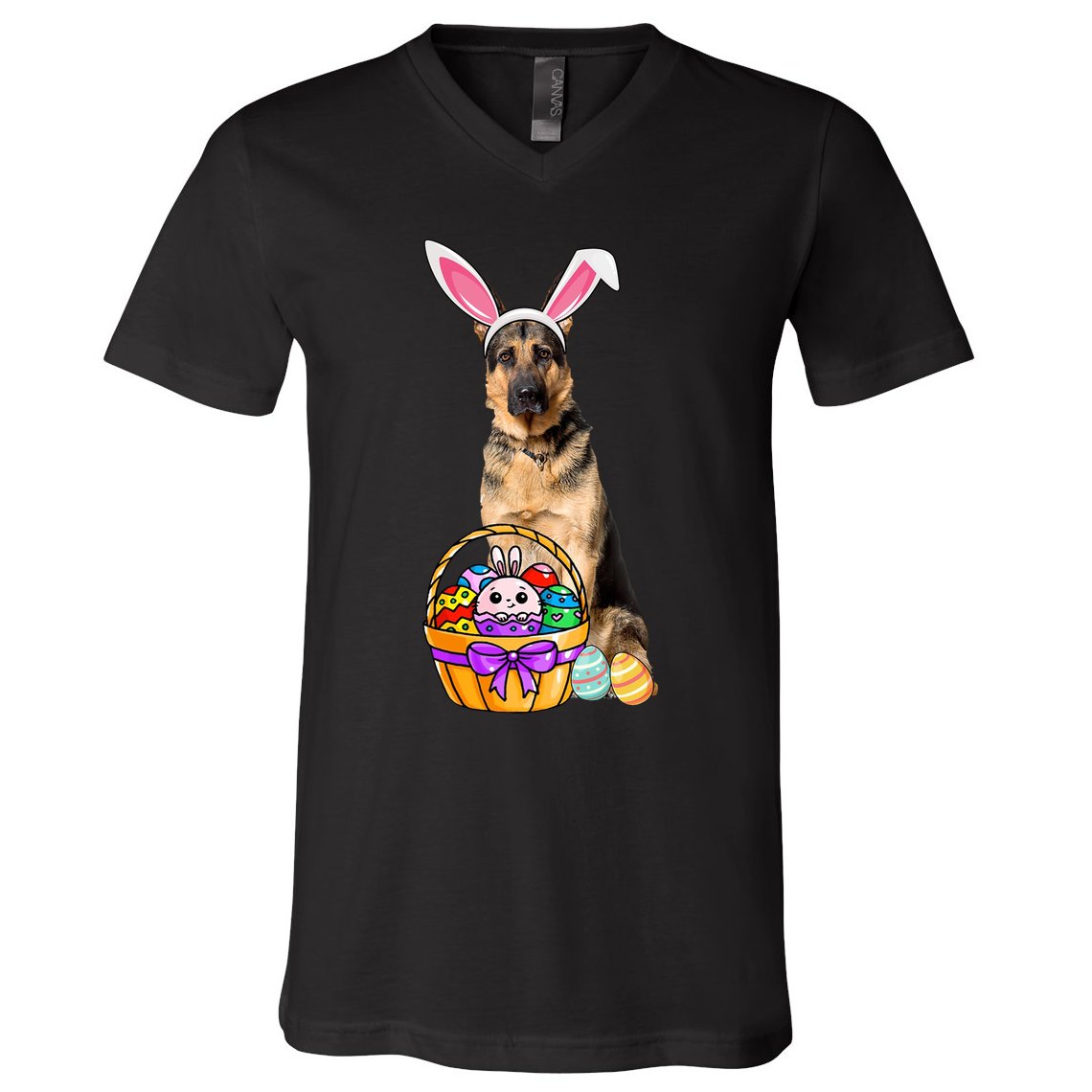 Dog Easter Bunny Cute V-Neck T-Shirt