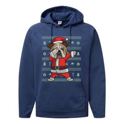 Dabbing English Bulldog Gift Funny Christmas Gift Performance Fleece Hoodie