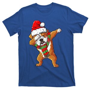 Dabbing English Bulldog Santa Christmas Funny Gift Boys Xmas Gift T-Shirt