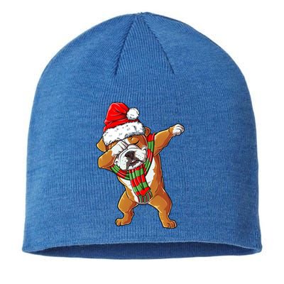 Dabbing English Bulldog Santa Christmas Funny Gift Boys Xmas Gift Sustainable Beanie