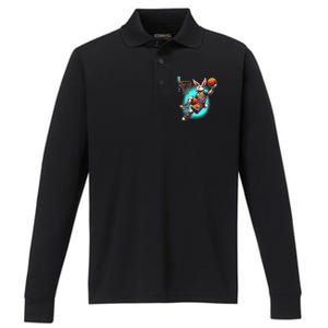 Dunk Easter Bunny Basketball Performance Long Sleeve Polo