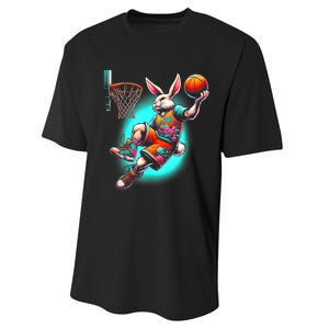 Dunk Easter Bunny Basketball Performance Sprint T-Shirt