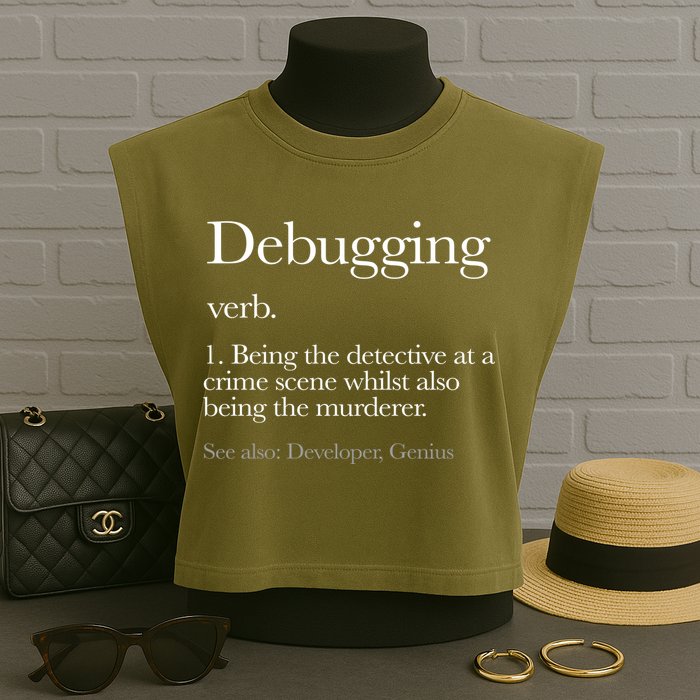 Debugging Definition Funny Coding Programming Garment-Dyed Women's Muscle Tee