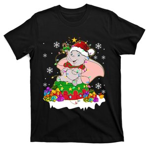 Dumbo Elephant Christmas Light Cute Dumbo Flying Elephant Christmas T-Shirt