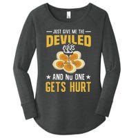 Deviled Eggs Container With Lid Holder Food Deviled Eggs Women's Perfect Tri Tunic Long Sleeve Shirt