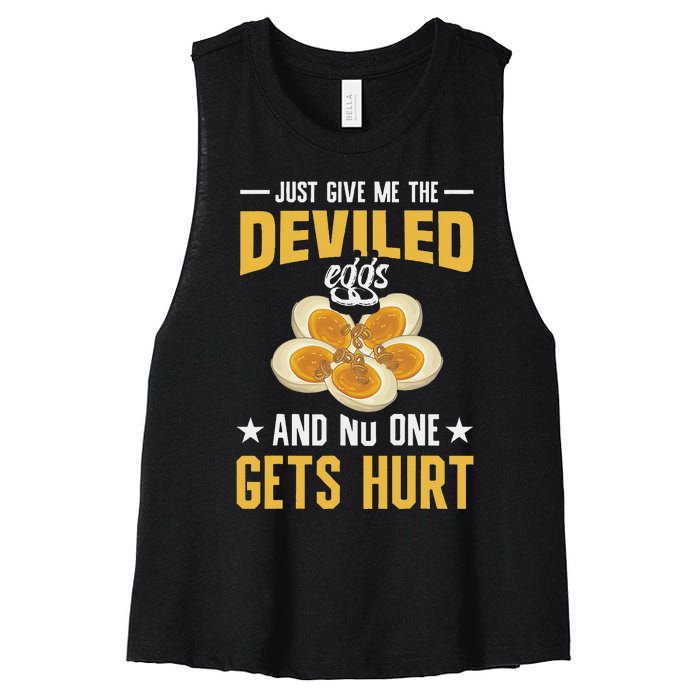 Deviled Eggs Container With Lid Holder Food Deviled Eggs Women's Racerback Cropped Tank