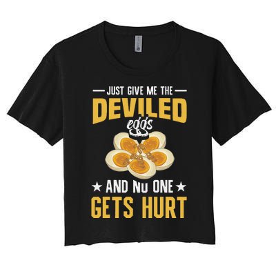 Deviled Eggs Container With Lid Holder Food Deviled Eggs Women's Crop Top Tee