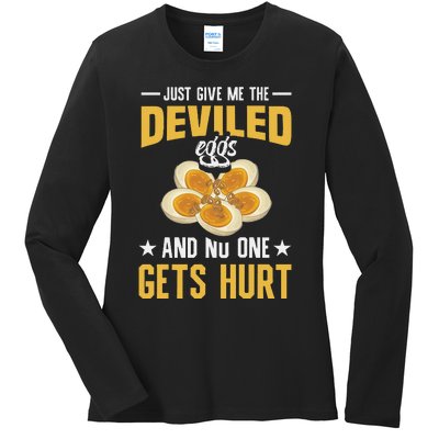 Deviled Eggs Container With Lid Holder Food Deviled Eggs Ladies Long Sleeve Shirt