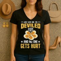 Deviled Eggs Container With Lid Holder Food Deviled Eggs Women's V-Neck T-Shirt